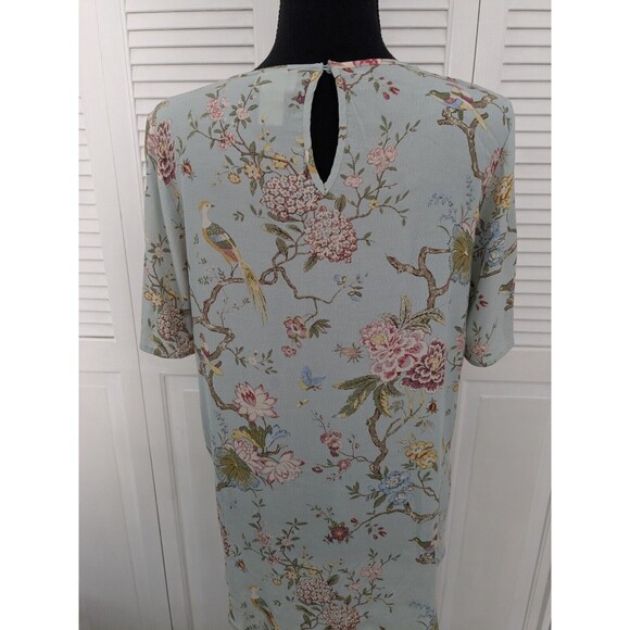 H&M GP&J Baker Collab Top Womens sz 8 Floral Bird Blouse Mint Blue Cottagecore - Picture 8 of 14